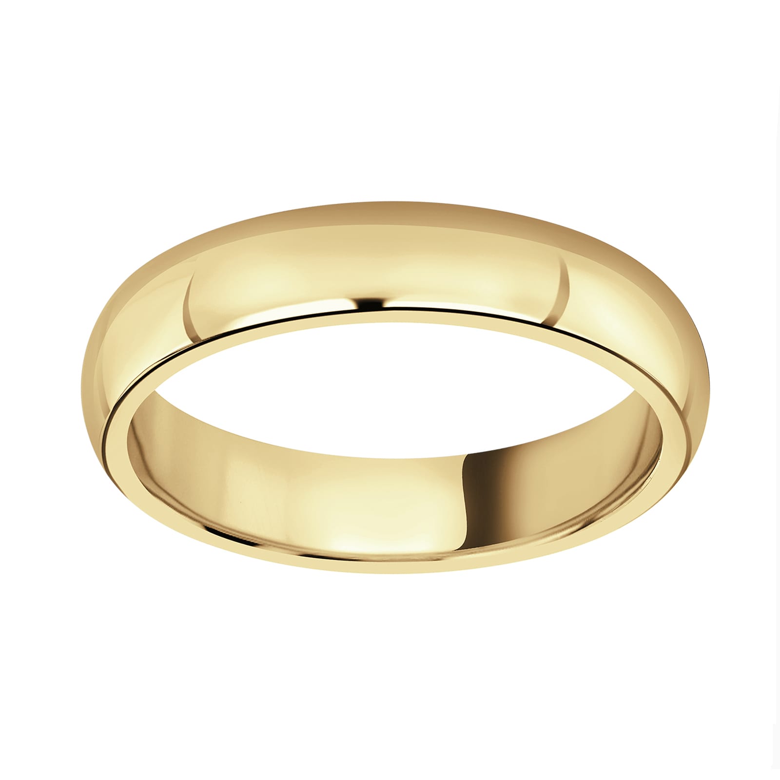 18ct Yellow Gold 4mm Luxury D-Shape Court Wedding Ring - Ring Size R