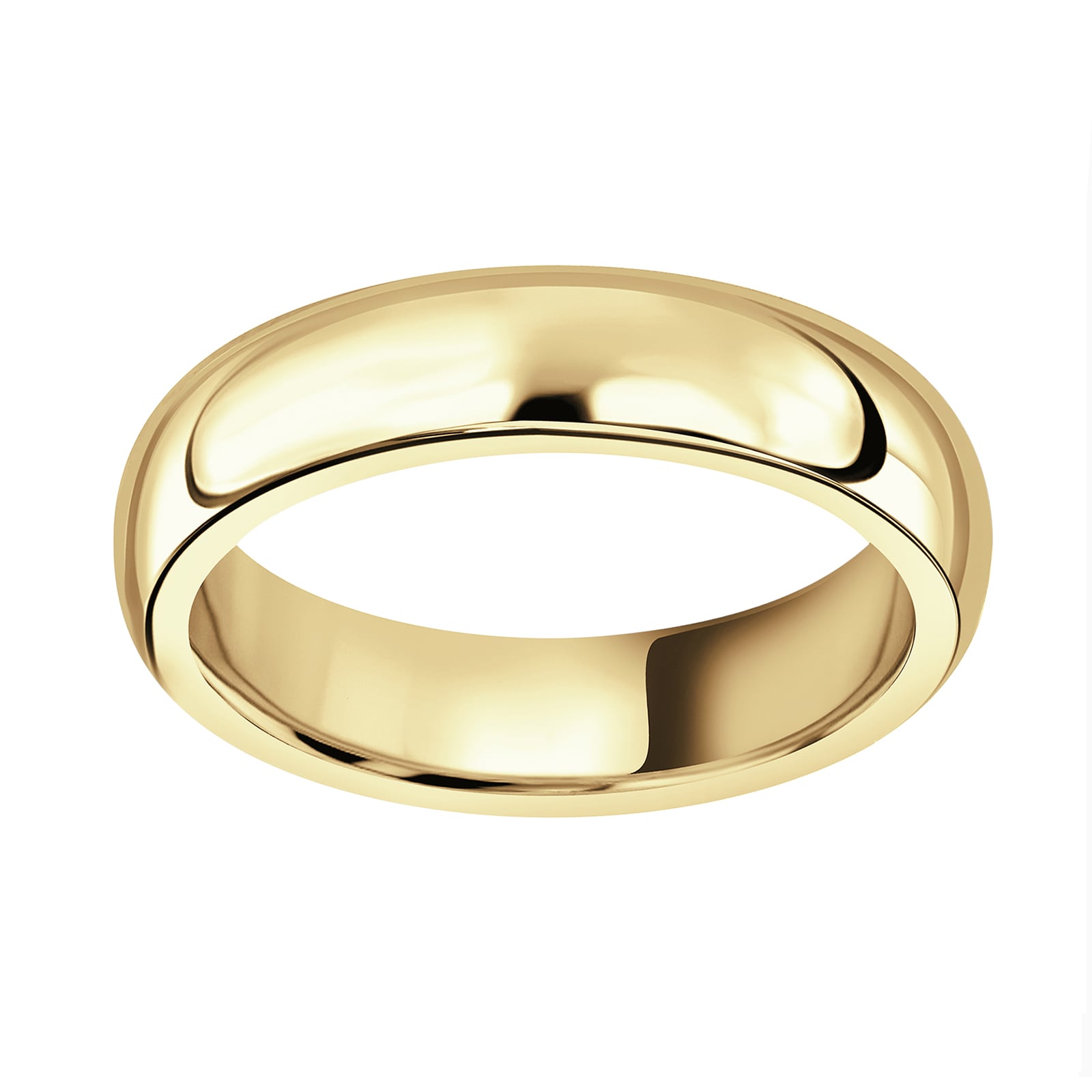 18ct Yellow Gold 5mm Luxury D-Shape Court Wedding Ring - Ring Size Q