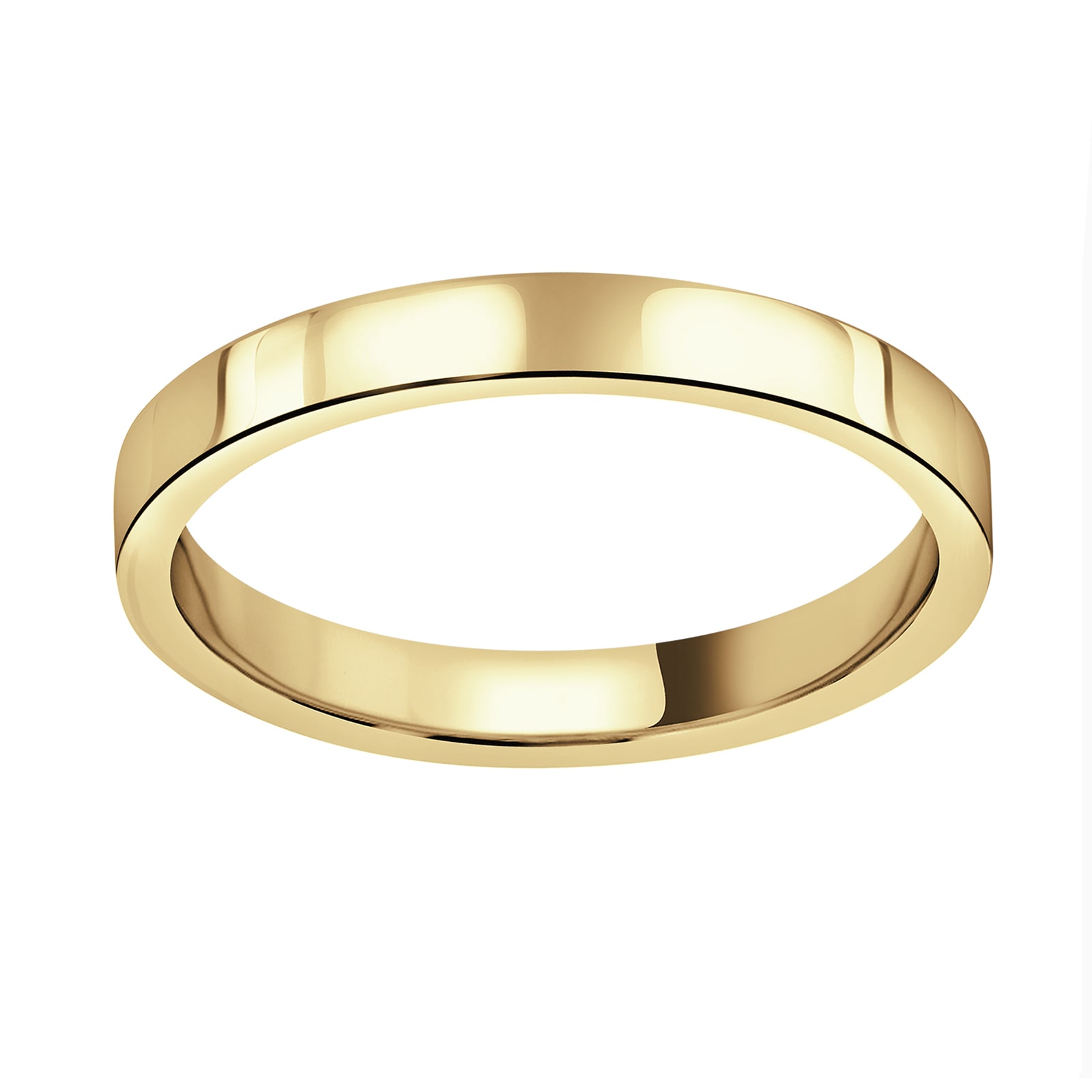 18ct Yellow Gold 2.5mm Heavy Flat Court Wedding Ring - Ring Size K