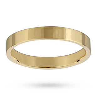Mappin & Webb 3mm Flat Top Medium Weight Ladies Court Ring In 18 Carat Yellow Gold
