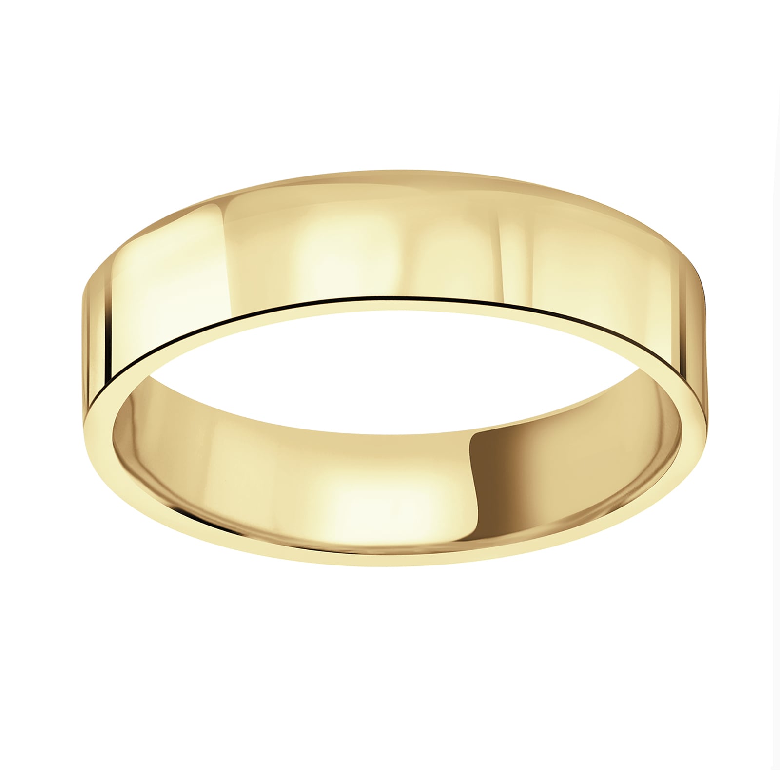 18ct Yellow Gold 5mm Heavy Flat Court Wedding Ring - Ring Size K