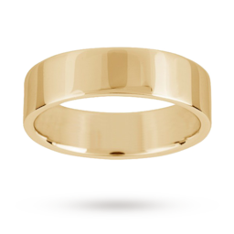 08040442 - 6mm Flat Top Medium Weight Gents Court Ring In 18 Carat Yellow Gold