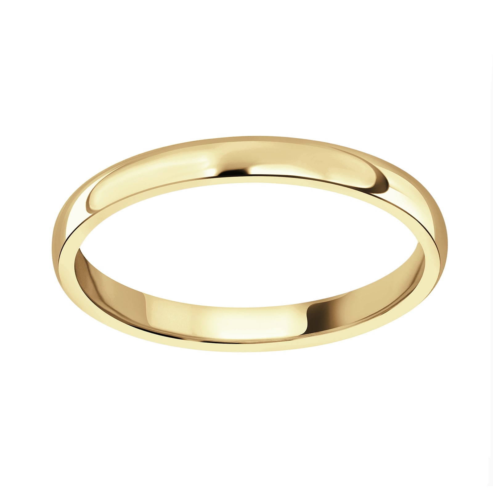 18ct Yellow Gold 2mm Standard Court Wedding Ring - Ring Size I