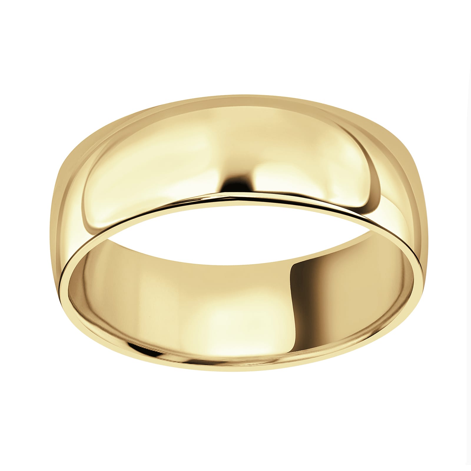 18ct Yellow Gold 7mm Standard Domed Court Wedding Ring - Ring Size W