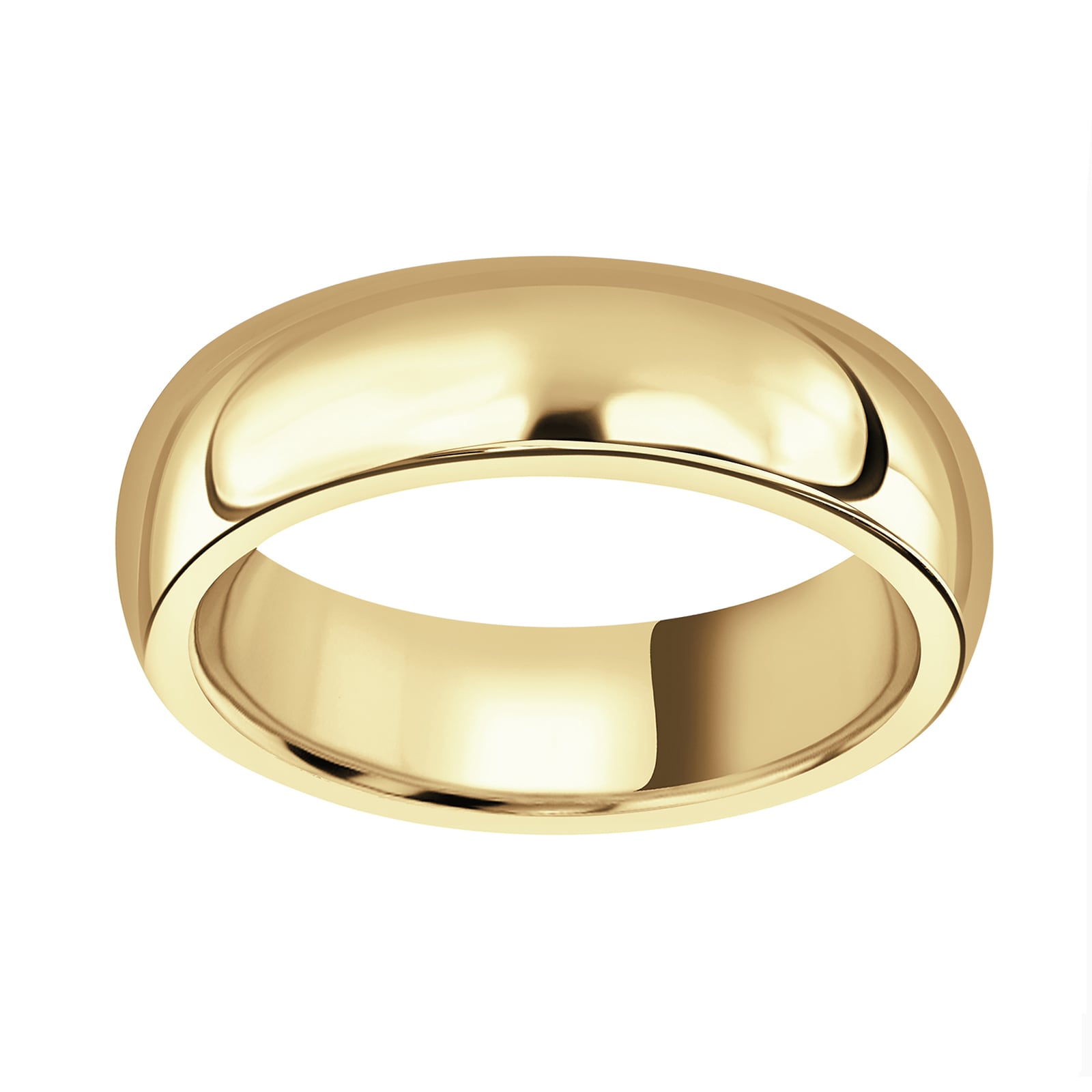 18ct Yellow Gold 6mm Luxury D-shape Court Wedding Ring - Ring Size J