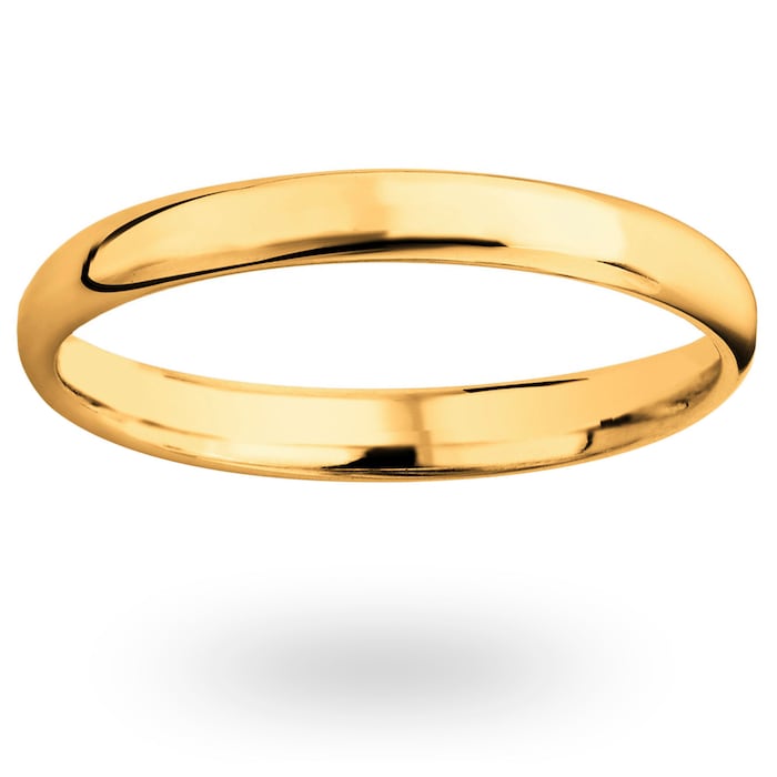 Mappin & Webb 18ct Yellow Gold 2mm Luxury Modern Court  Wedding Ring