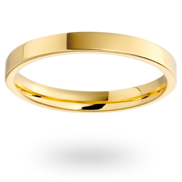 Mappin & Webb 18ct Yellow Gold 2mm Heavy Flat Court Wedding Ring
