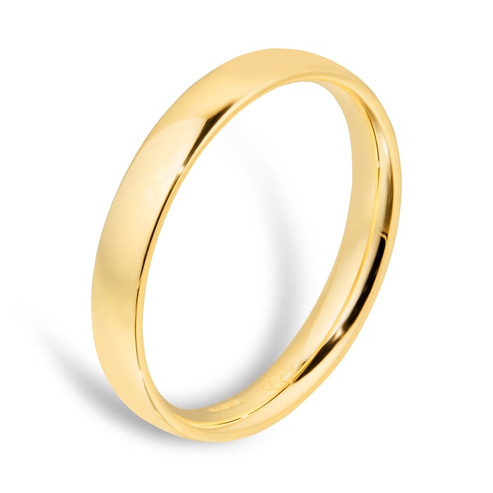 Goldsmiths Recycled 18ct Yellow Gold 3mm Court Wedding Band