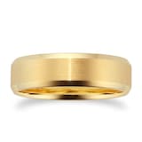 Goldsmiths 18ct Yellow Gold Mens Fancy Edge Wedding Ring