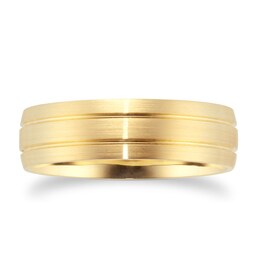 08050175 - 18ct Yellow Gold Mens 2 Groove Fancy Wedding Ring