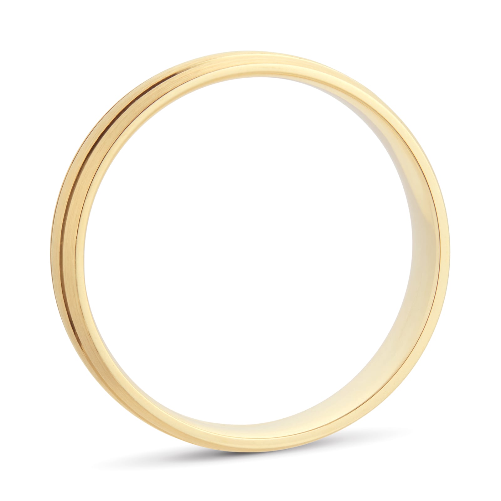 Goldsmiths 18ct Yellow Gold Mens 2 Groove Fancy Wedding Ring
