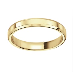 08050177 - 18ct Yellow Gold 3mm Flat Top Bevelled Edge Wedding Ring