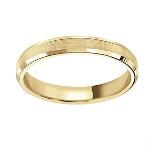 Mappin & Webb 18ct Yellow Gold 3mm Flat Top Matt Double Bevelled Edge Wedding Ring