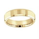 Mappin & Webb 18ct Yellow Gold 6mm Flat Top Matt Double Bevelled Edge Wedding Ring