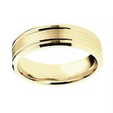 Mappin & Webb 18ct Yellow Gold 6mm Pattern Matt Centre Bevelled Edge Wedding Ring