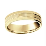 Mappin & Webb 18ct Yellow Gold 6mm Pattern V Cut Bevelled Edge Wedding Ring
