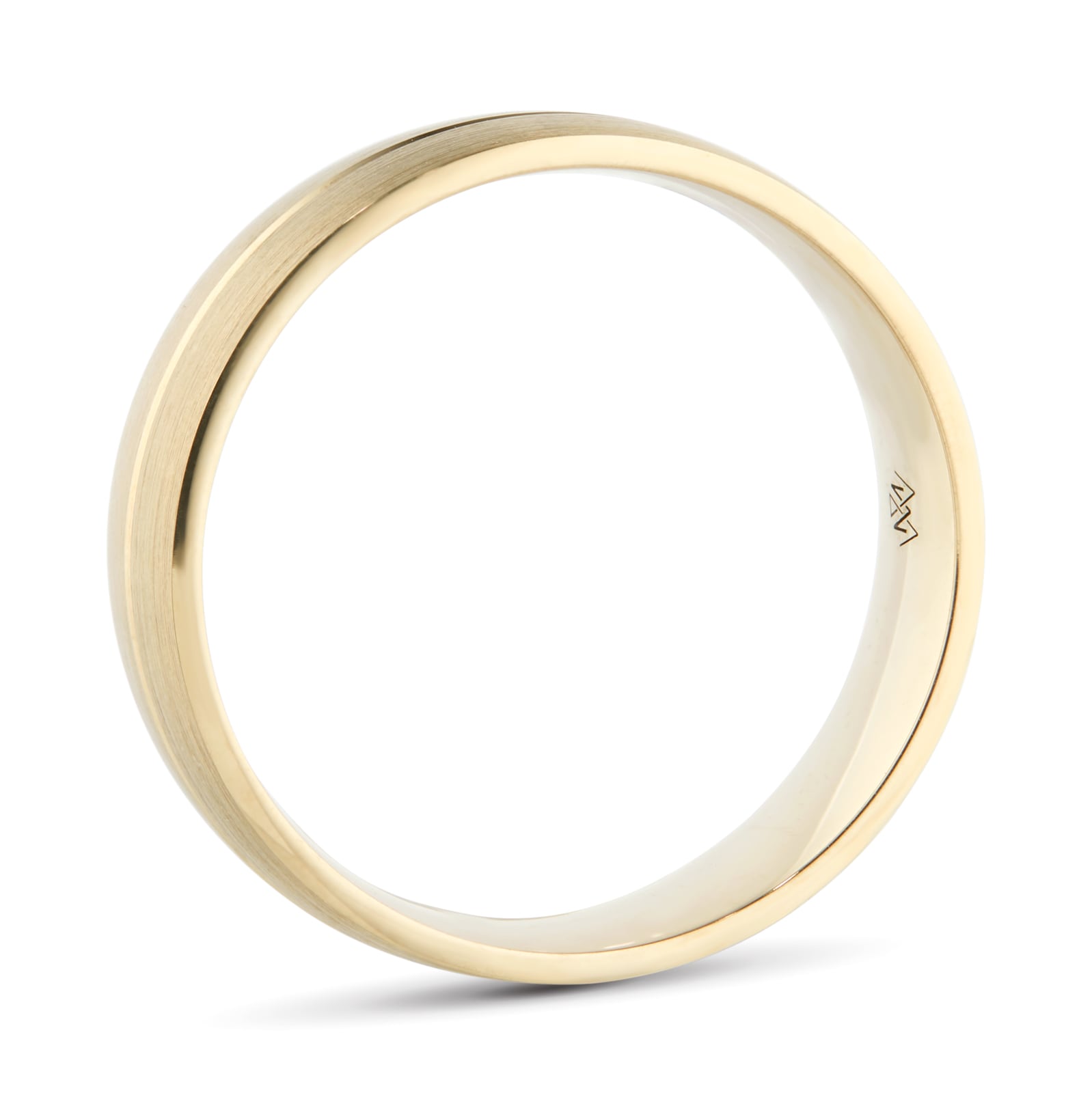 Mappin & Webb 18ct Yellow Gold 5mm Brush & Polished Centre Wedding Ring