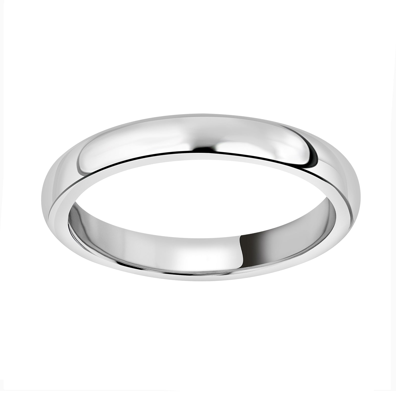 18ct White Gold 3mm Luxury Court Wedding Ring - Ring Size J