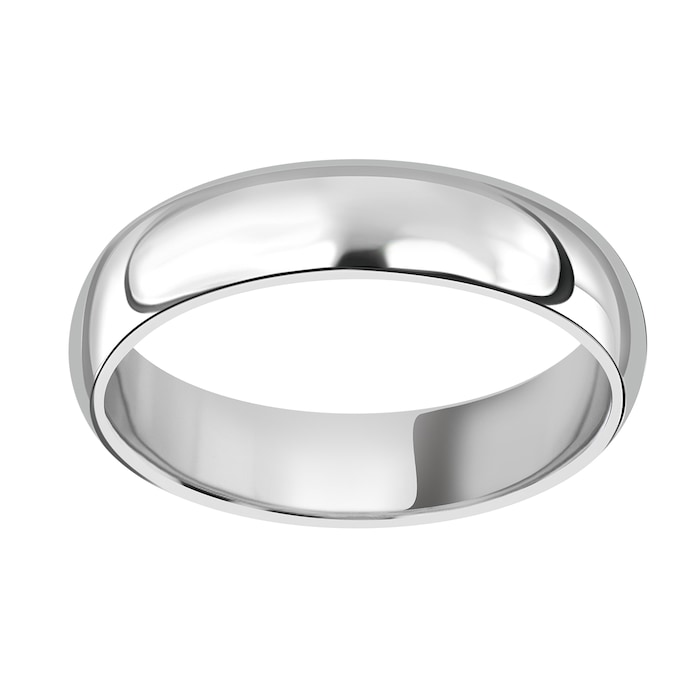 Mappin & Webb 5mm Medium Court Gents Wedding Ring In 18 Carat White Gold