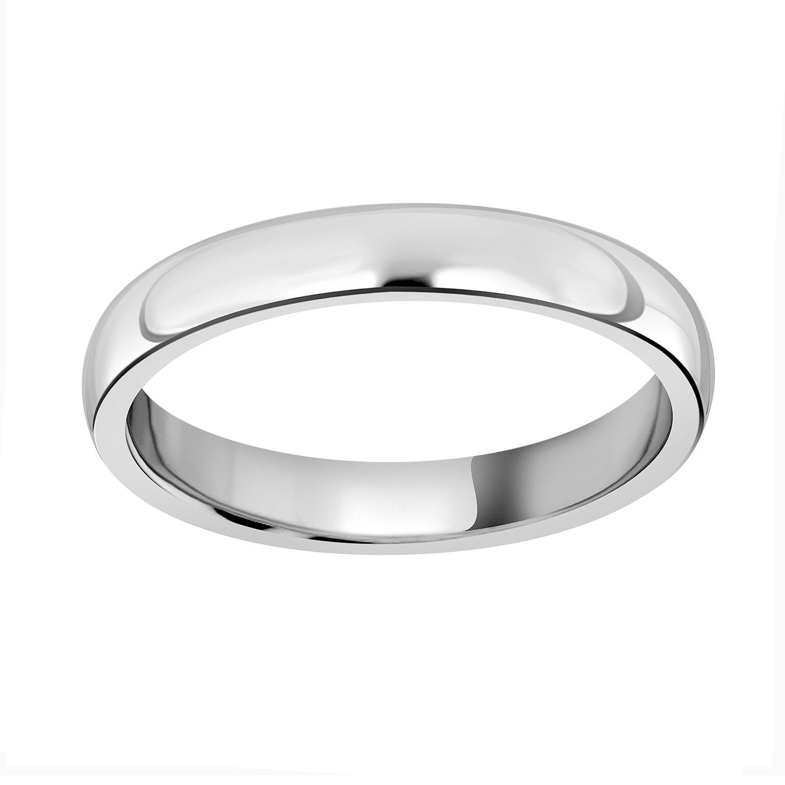 18ct White Gold 3mm Heavy Court Wedding Ring - Ring Size N