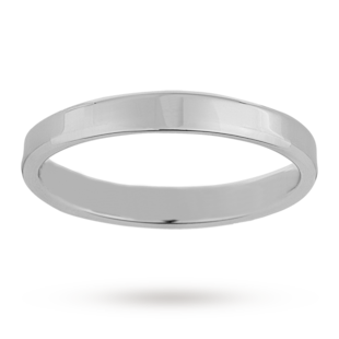 Mappin & Webb 3mm Flat Comfort Fit Ladies Court Ring In 18 Carat White Gold