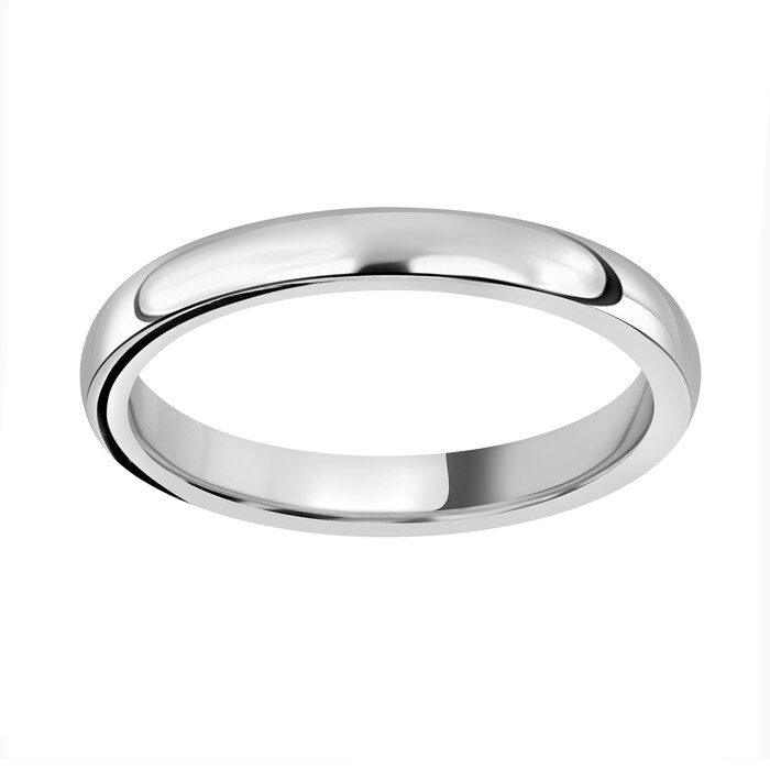 Mappin & Webb 2.5mm Heavy Court Ladies Wedding Ring In 18 Carat White Gold