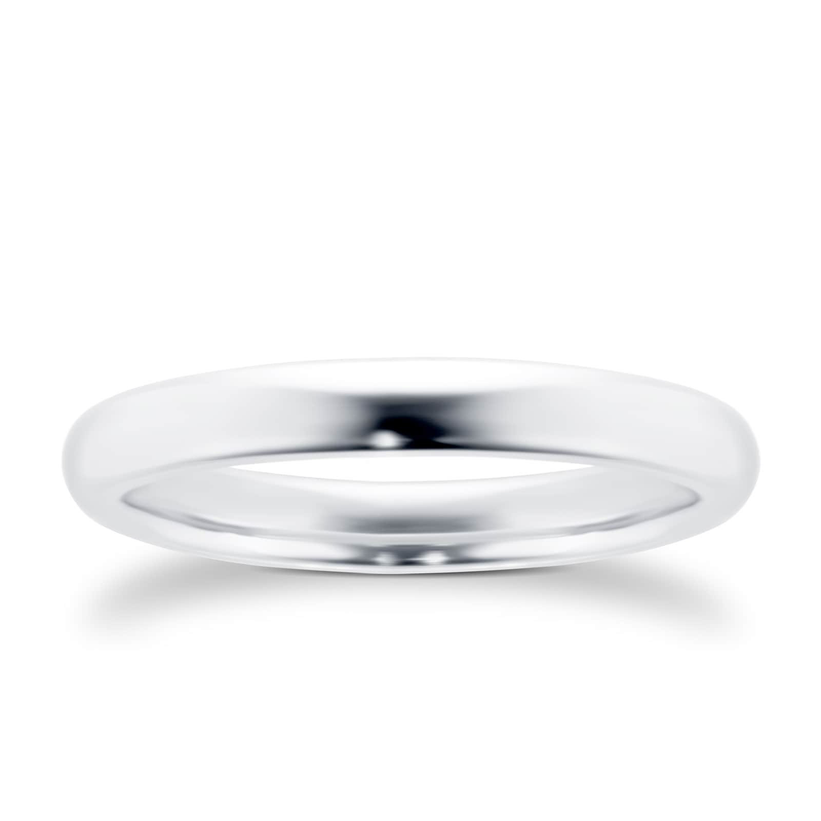 18ct White Gold 3mm Court Wedding Ring - Ring Size J