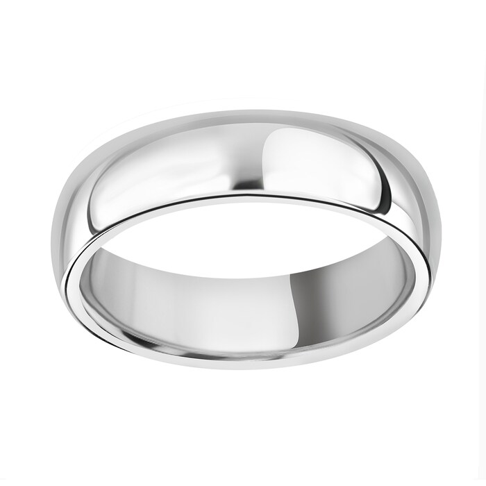 Mappin & Webb 6mm Heavy Court Gents Wedding Ring In 18 Carat White Gold