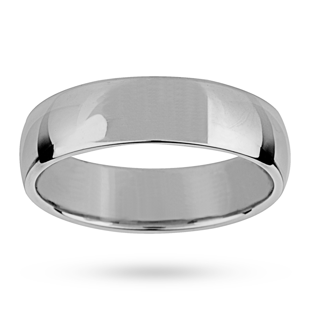 6mm Lightest Court Gents Wedding Ring In 18 Carat White Gold - Ring Size Q