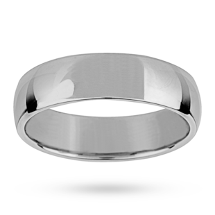 Mappin & Webb 6mm Lightest Court Gents Wedding Ring In 18 Carat White Gold
