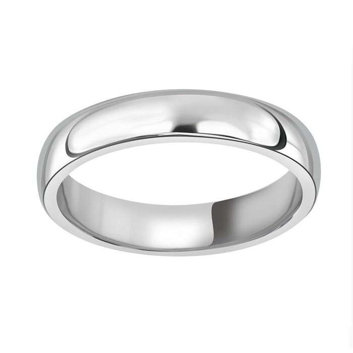 Mappin & Webb 4mm Light Court Ladies Wedding Ring In 18 Carat White Gold