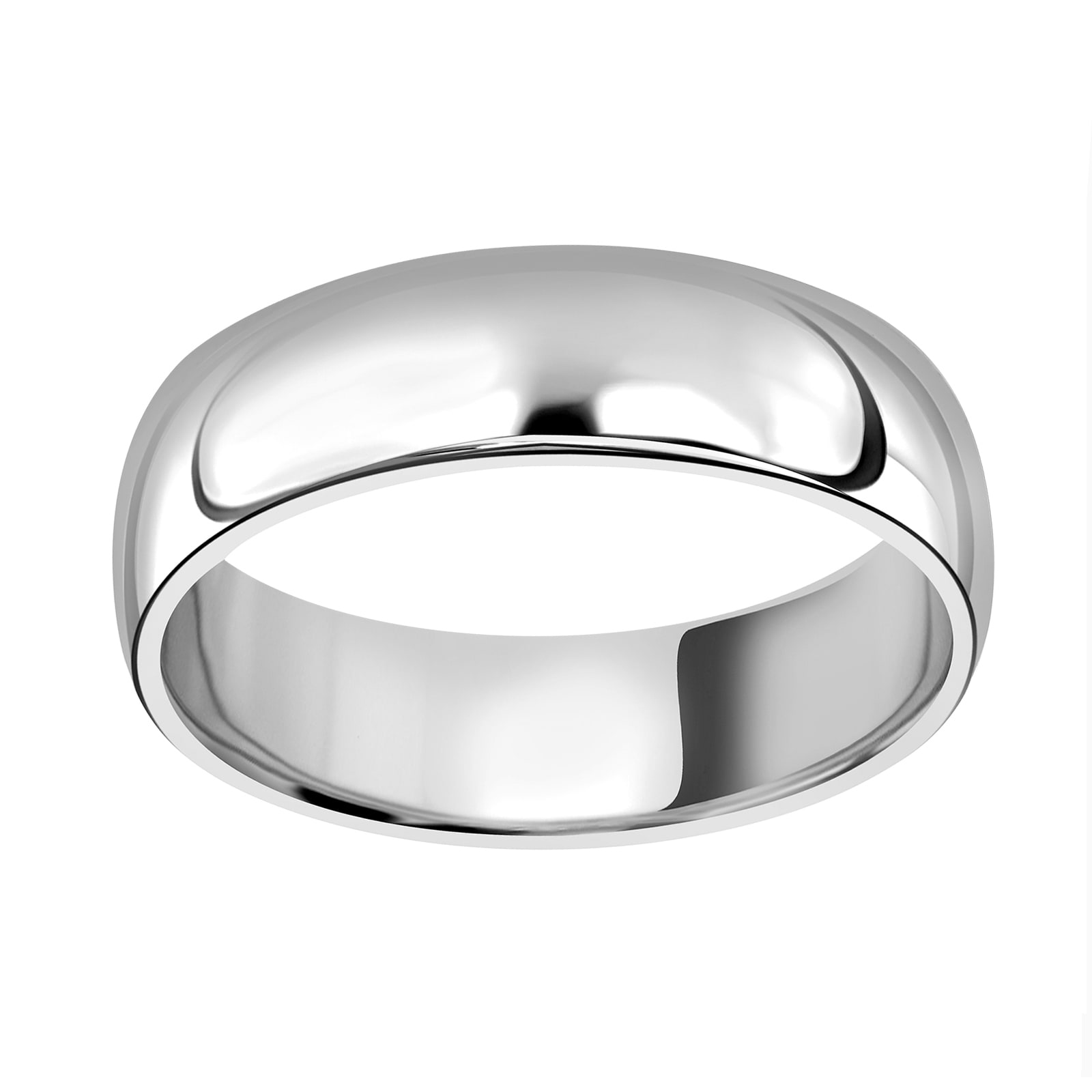 18ct White Gold 6mm Standard Court Wedding Ring - Ring Size Q