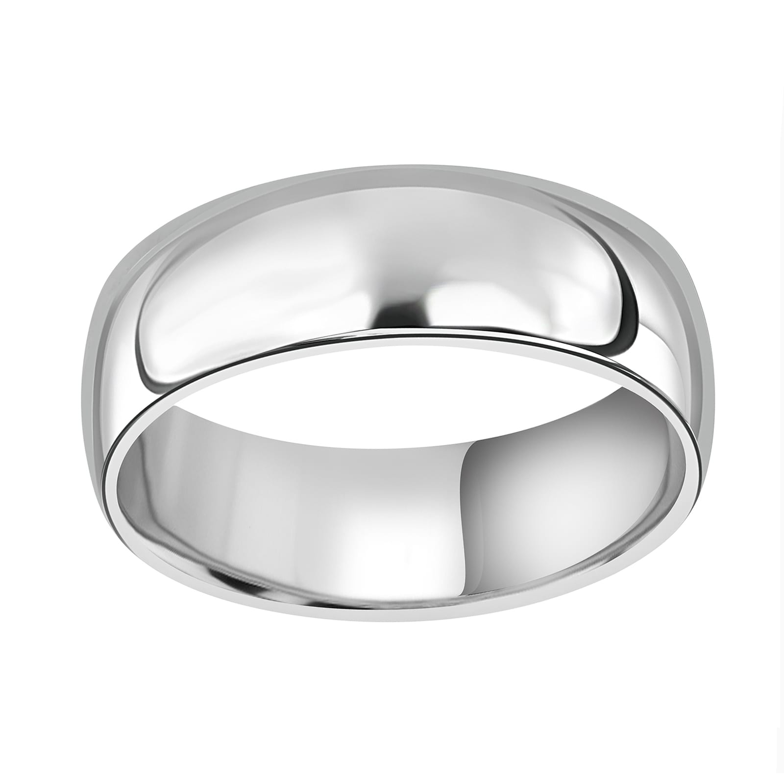 18ct White Gold 7mm Standard Court Wedding Ring - Ring Size N