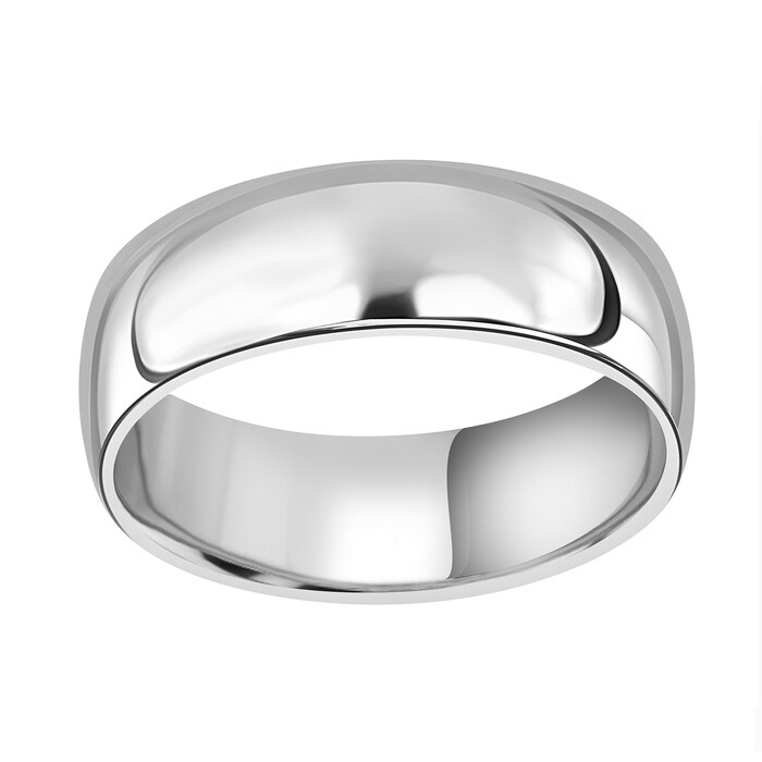 Mappin & Webb 7mm Light Court Gents Wedding Ring In 18 Carat White Gold
