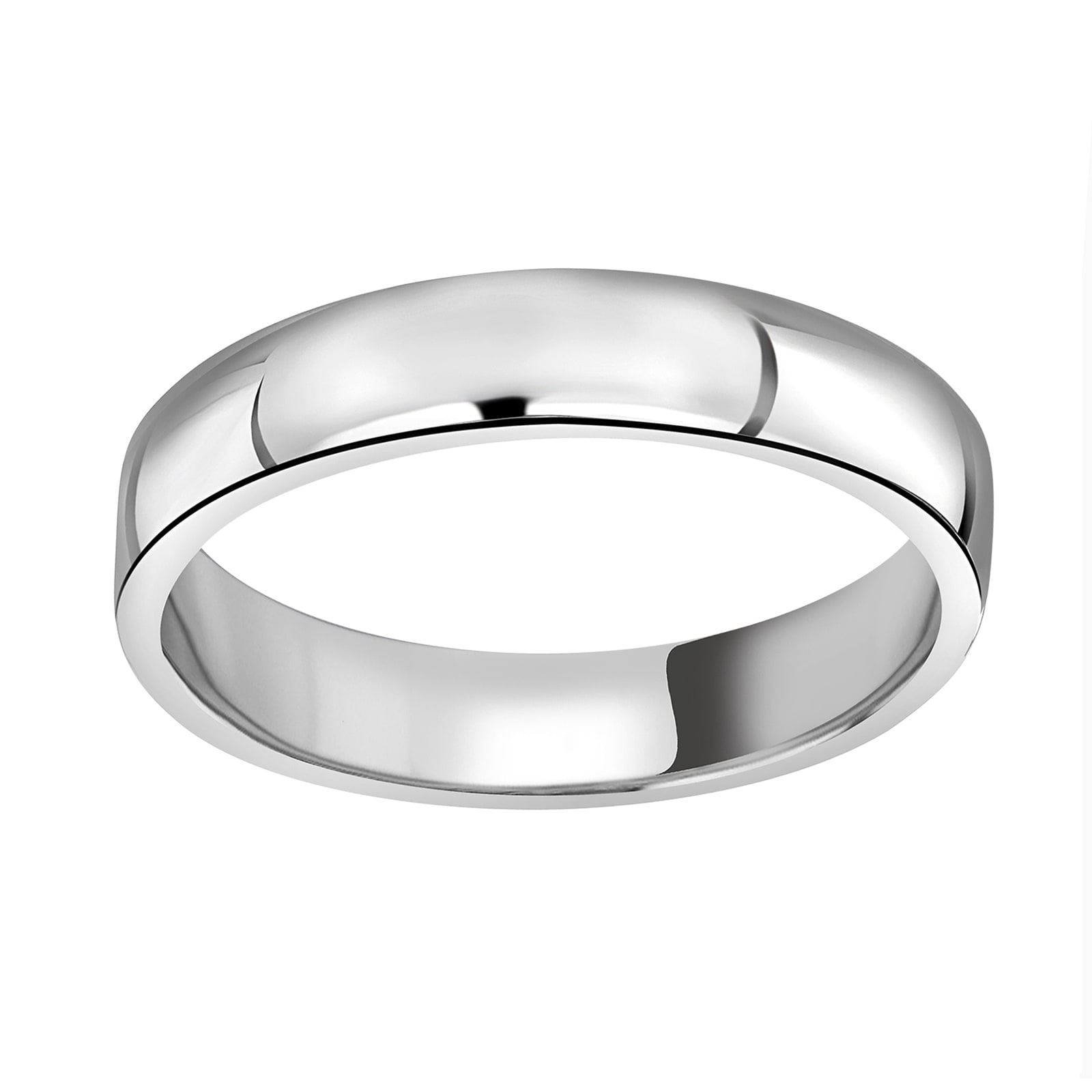 18ct White Gold 4mm Standard Domed Court Wedding Ring - Ring Size K