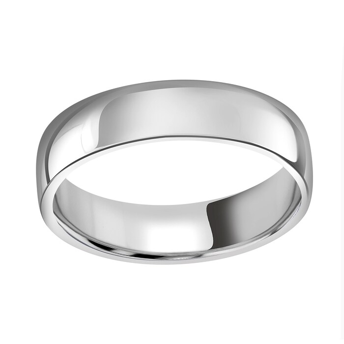 Mappin & Webb 5mm Light Low Domed Gents Wedding Ring In 18 Carat White Gold