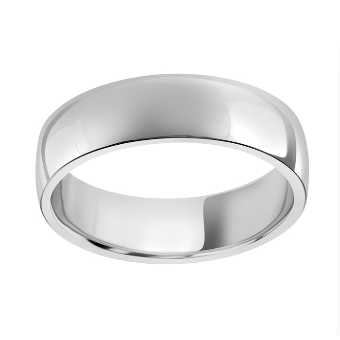 Mappin & Webb 6mm Light Low Domed Gents Wedding Ring In 18 Carat White Gold