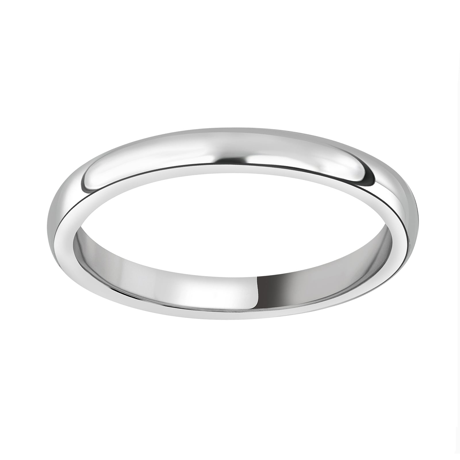 18ct White Gold 2mm Luxury D-Shape Court Wedding Ring - Ring Size P