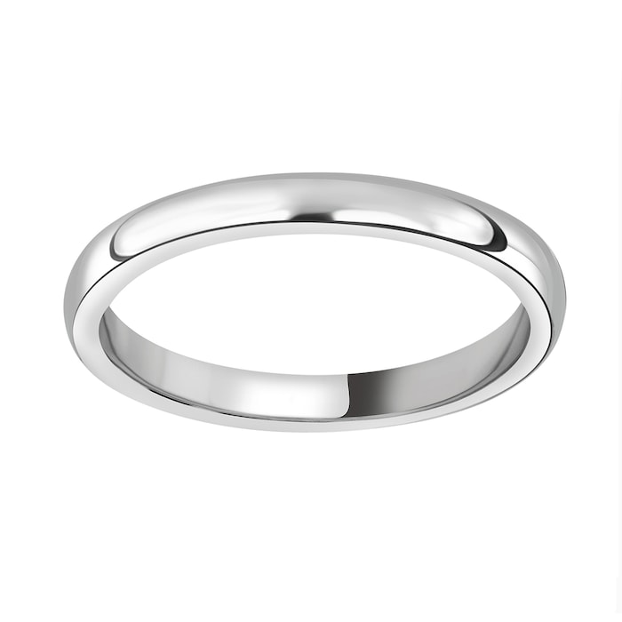Mappin & Webb 18ct White Gold 2mm Luxury D-Shape Court Wedding Ring