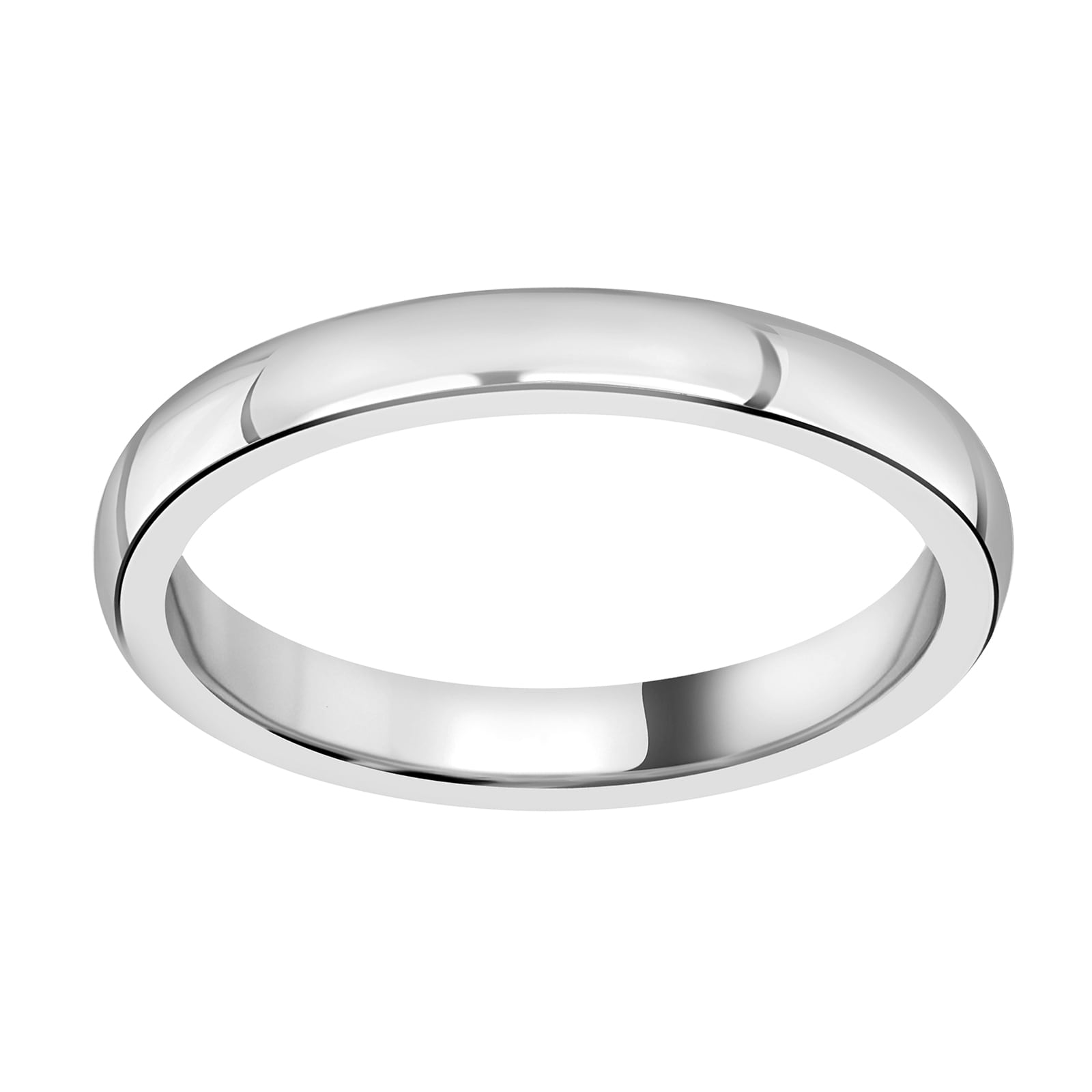 18ct White Gold 2.5mm Luxury D-Shape Court Wedding Ring - Ring Size K