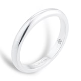 Mappin & Webb 18ct White Gold 2.5mm Luxury D-Shape Court Wedding Ring - Ring Size H