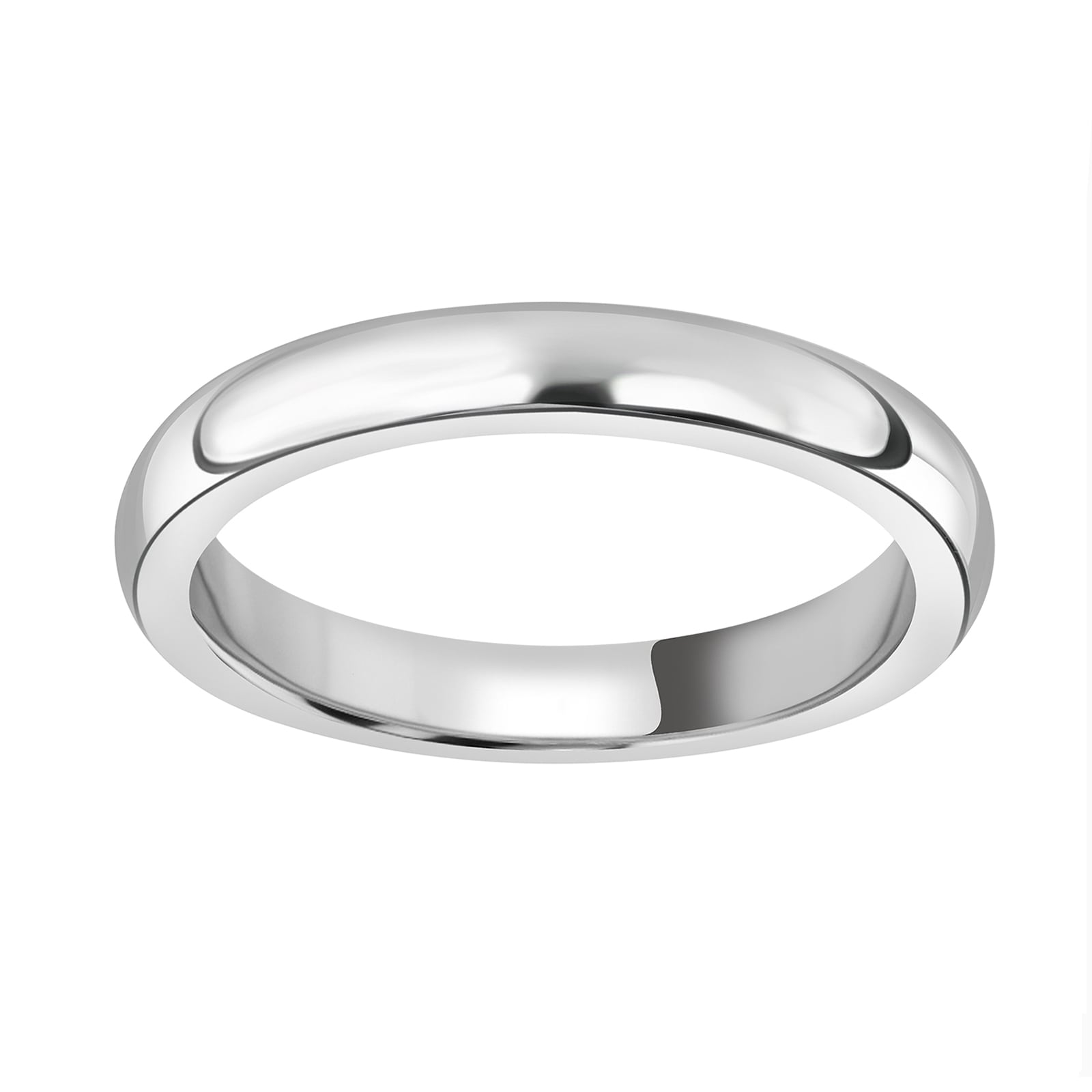 18ct White Gold 3mm Luxury D-Shape Court Wedding Ring - Ring Size N