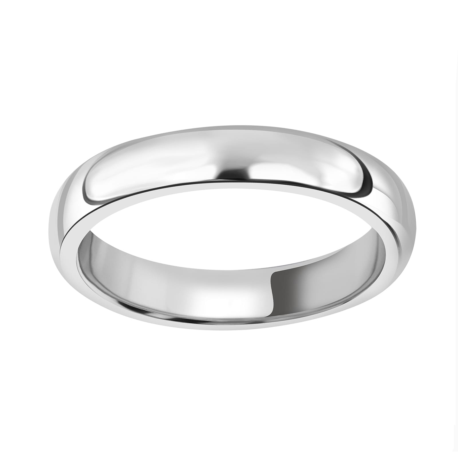 18ct White Gold 3.5mm Luxury D-Shape Court Wedding Ring - Ring Size N