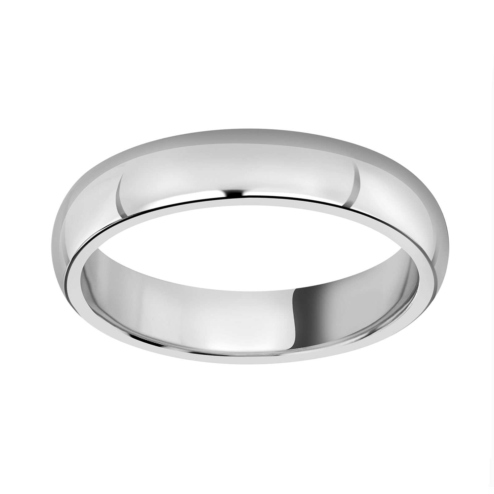 18ct White Gold 4mm Luxury D-Shape Court Wedding Ring - Ring Size M