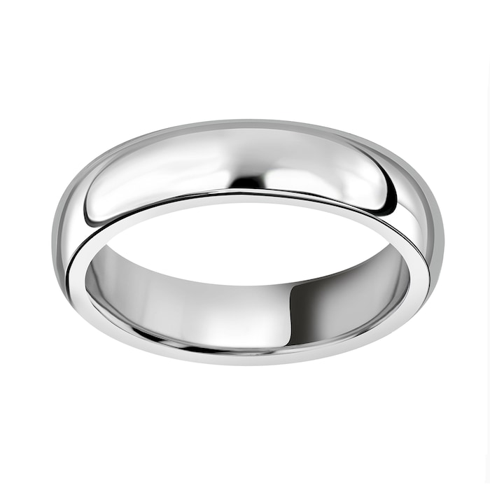 Mappin & Webb 5mm Flat Sided D Shape Gents Wedding Ring In 18 Carat White Gold