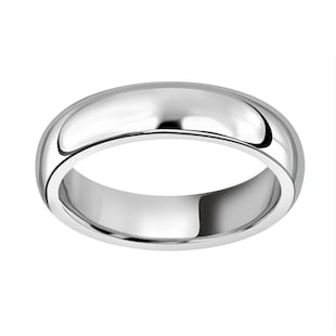 Mappin & Webb 18ct White Gold 5mm Luxury D-Shape Court Wedding Ring