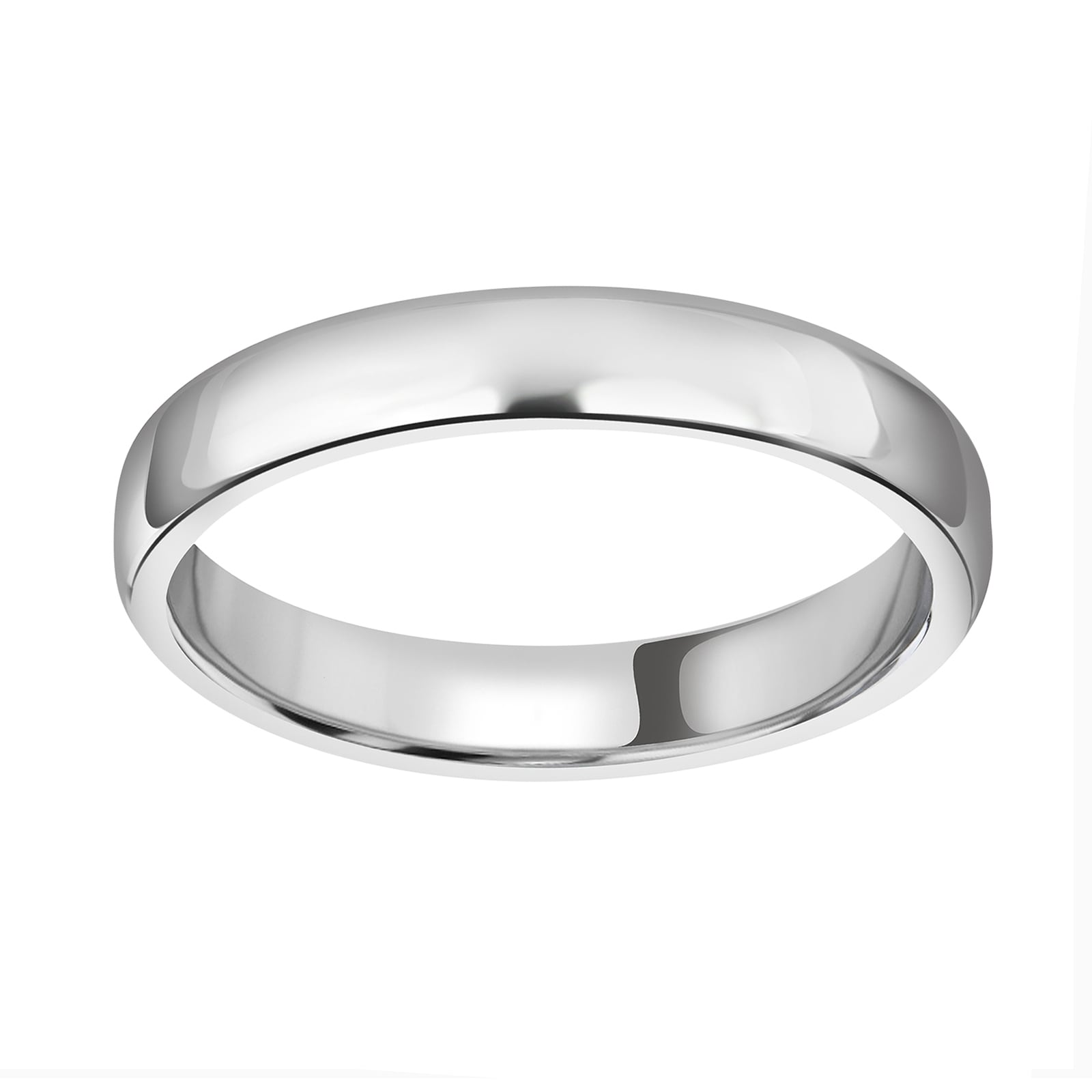 18ct White Gold 3mm Standard Modern Court Court Wedding Ring - Ring Size K