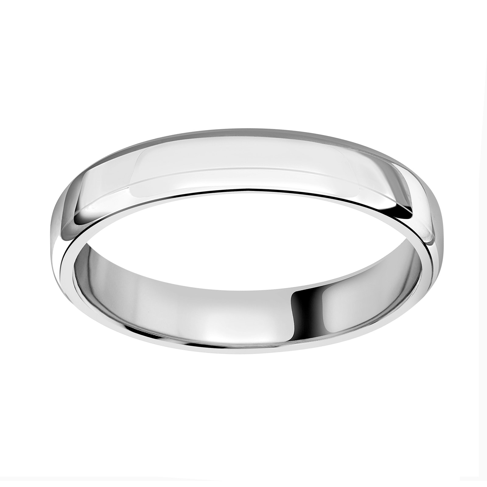 18ct White Gold 3.5mm Standard Modern Court Court Wedding Ring - Ring Size J