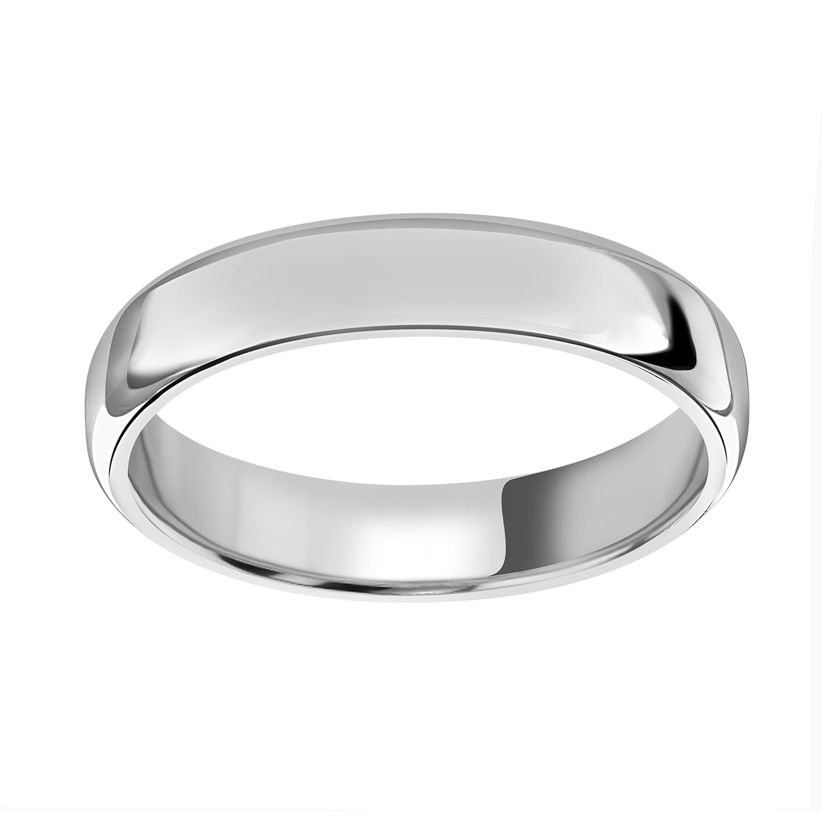 18ct White Gold 4mm Standard Modern Court Court Wedding Ring - Ring Size P