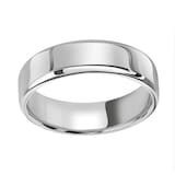 Mappin & Webb 6mm Light Flat Comfort Fit Gents Court Ring In 18 Carat White Gold